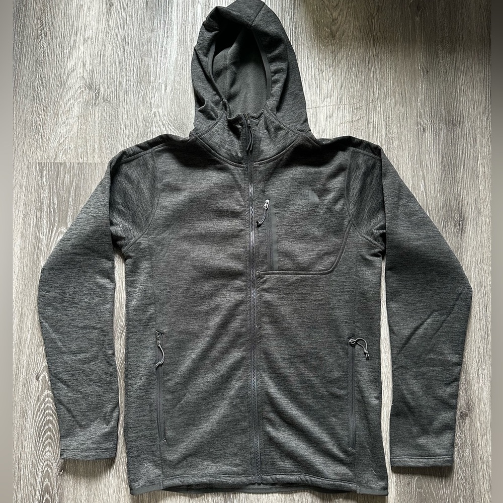 Men’s Grey Thermal North Face Zip-Up, Small